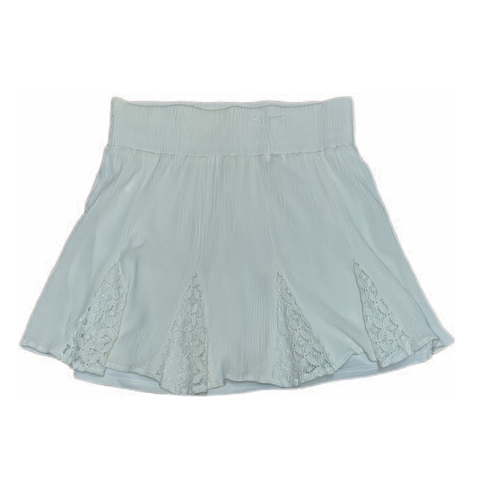 LA Hearts White Lace Ruffle Mini Skirt Small Smocked Coquette Fairy Festival